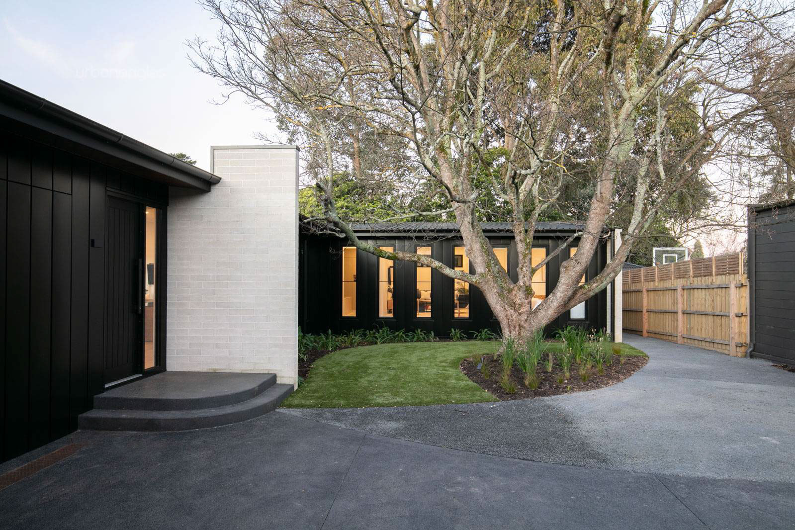 Front of a modern new house